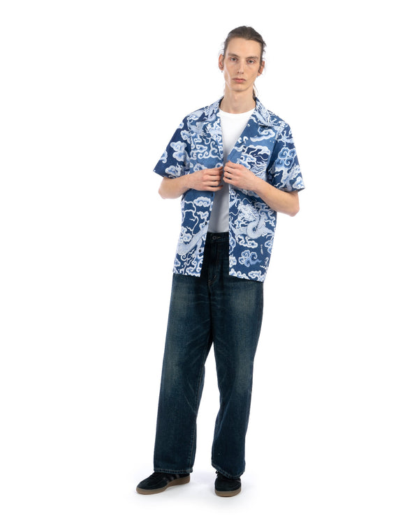 maharishi | 1282 Cloud Dragon Camp Collar Shirt Blue - Concrete