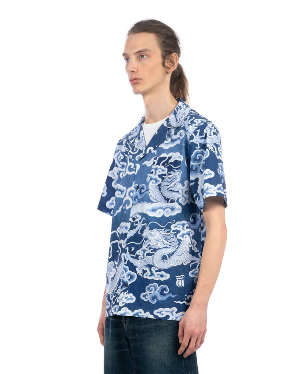 maharishi | 1282 Cloud Dragon Camp Collar Shirt Blue - Concrete