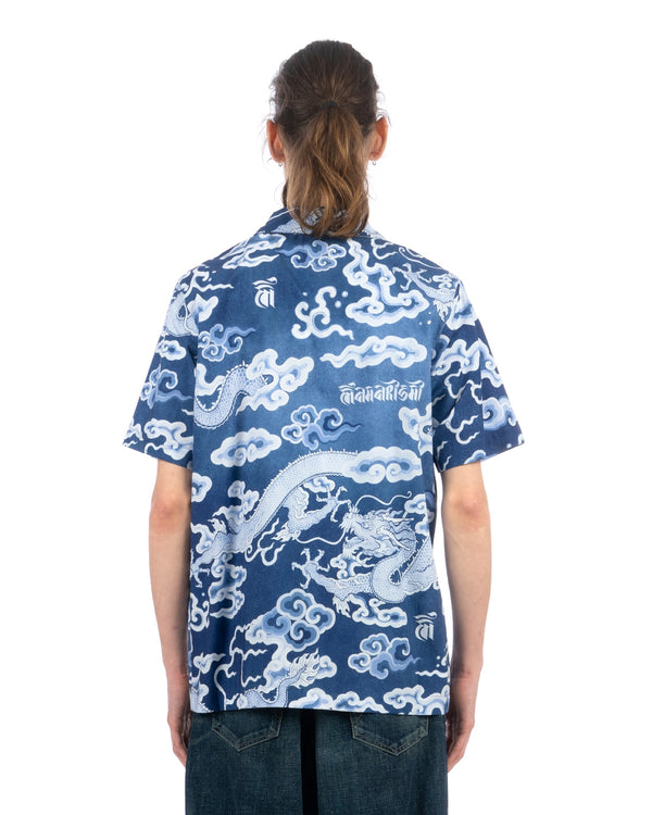 maharishi | 1282 Cloud Dragon Camp Collar Shirt Blue - Concrete