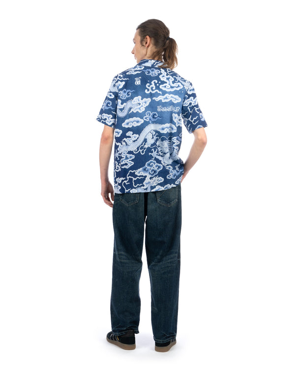 maharishi | 1282 Cloud Dragon Camp Collar Shirt Blue - Concrete