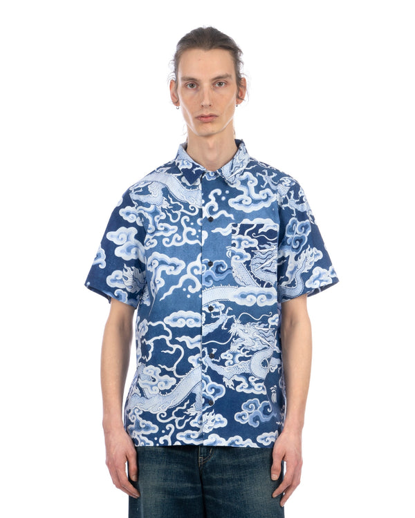 maharishi | 1282 Cloud Dragon Camp Collar Shirt Blue - Concrete