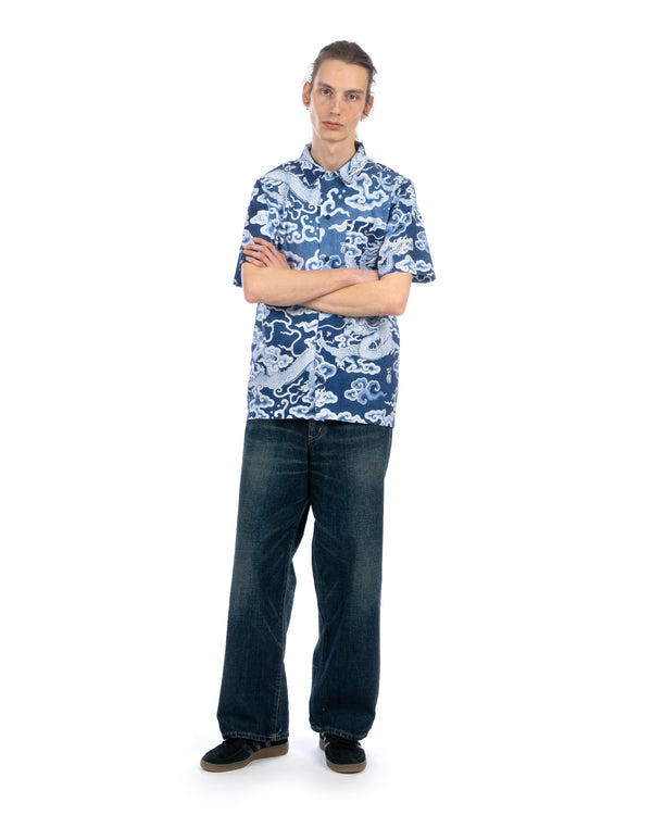 maharishi | 1282 Cloud Dragon Camp Collar Shirt Blue - Concrete