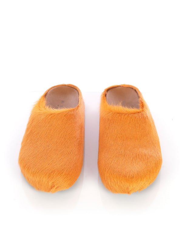 Marni | Long Calf Hair Fussbett Sabot Orange - Concrete