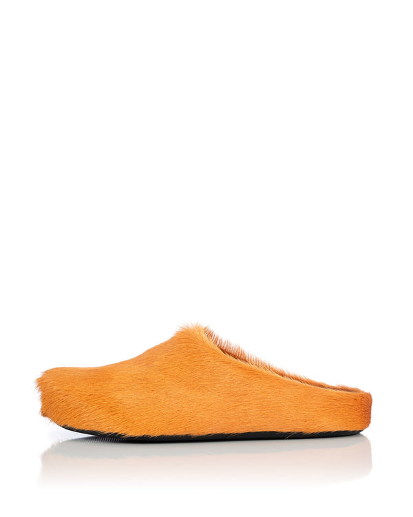 Marni | Long Calf Hair Fussbett Sabot Orange - Concrete