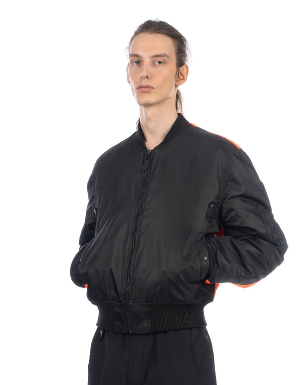 maharishi | Hi-Vis MA-1 Flight Jacket Black / Neon Orange - Concrete