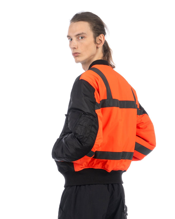 maharishi | Hi-Vis MA-1 Flight Jacket Black / Neon Orange - Concrete