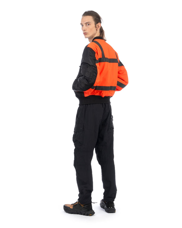 maharishi | Hi-Vis MA-1 Flight Jacket Black / Neon Orange - Concrete