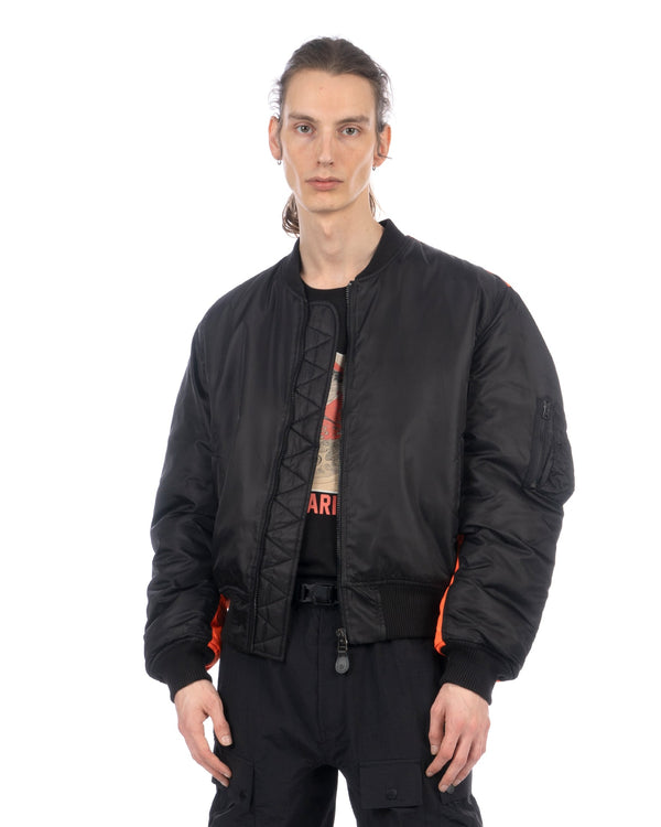maharishi | Hi-Vis MA-1 Flight Jacket Black / Neon Orange - Concrete