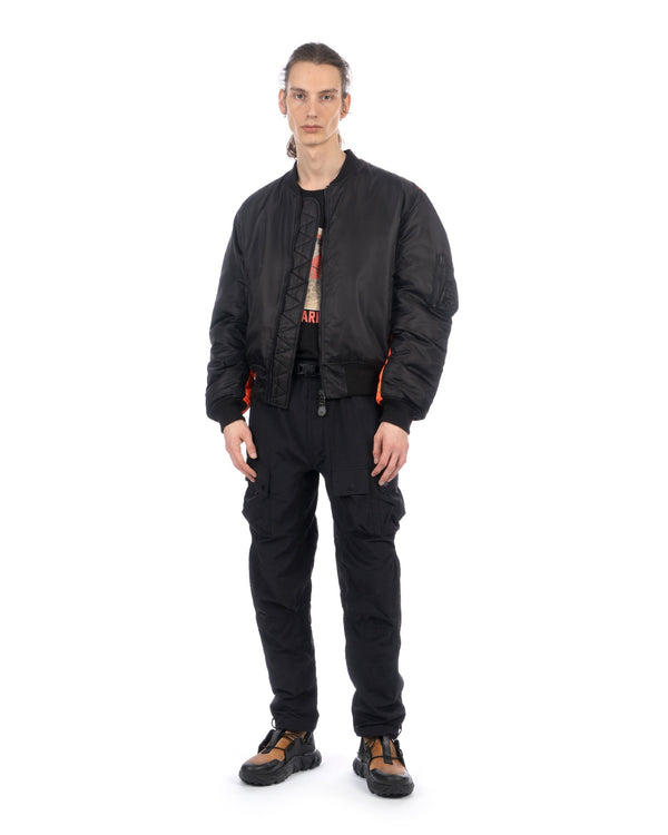 maharishi | Hi-Vis MA-1 Flight Jacket Black / Neon Orange - Concrete