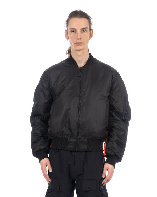 maharishi | Hi-Vis MA-1 Flight Jacket Black / Neon Orange - Concrete