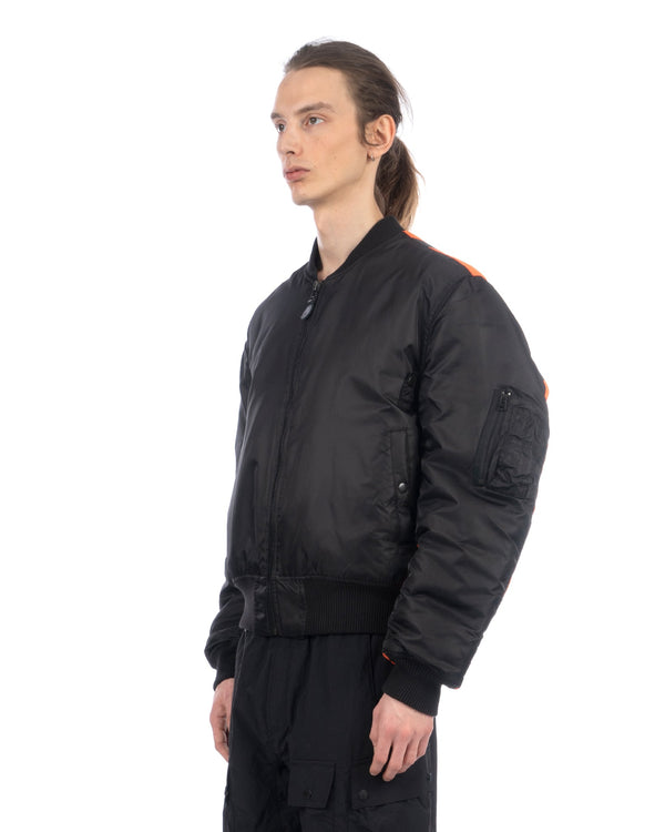 maharishi | Hi-Vis MA-1 Flight Jacket Black / Neon Orange - Concrete