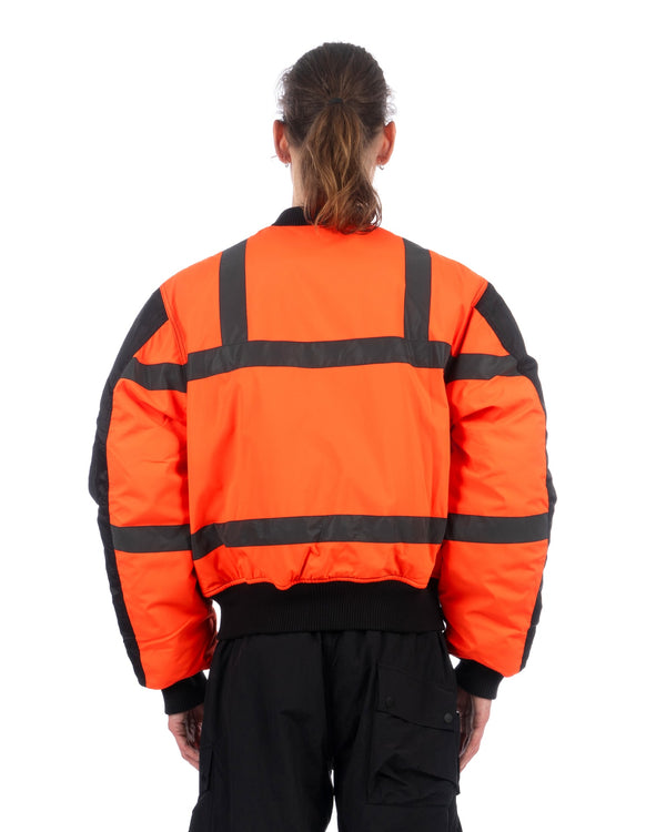 maharishi | Hi-Vis MA-1 Flight Jacket Black / Neon Orange - Concrete