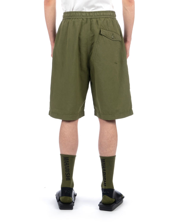 maharishi | 5121 Dragon Bamboo Hemp Track Shorts Olive - Concrete