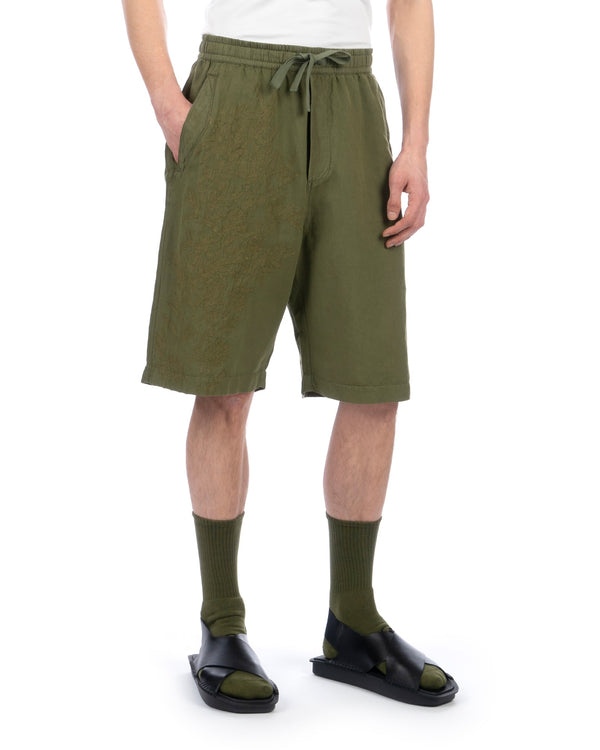 maharishi | 5121 Dragon Bamboo Hemp Track Shorts Olive - Concrete