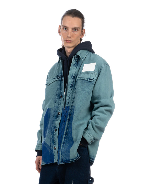 A-COLD-WALL* | Bleached Overdyed Shirt Faded Teal - Concrete