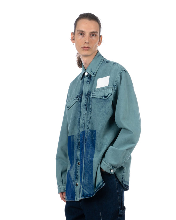 A-COLD-WALL* | Bleached Overdyed Shirt Faded Teal - Concrete