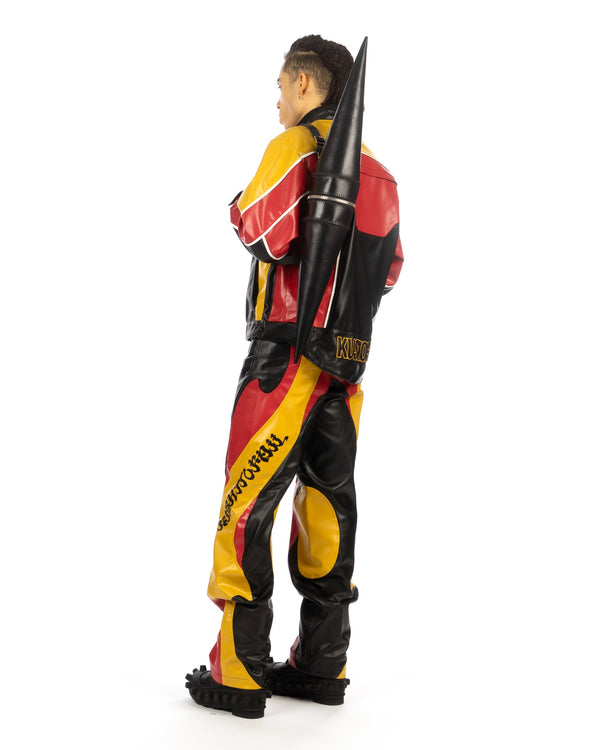 KUSIKOHC | Rider Faux Leather Jacket Black / Yellow Yasmine - Concrete