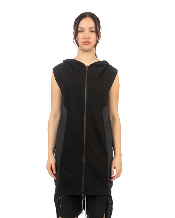 Andrea Ya'aqov | W Waxed Hooded Vest Zip Black - Concrete