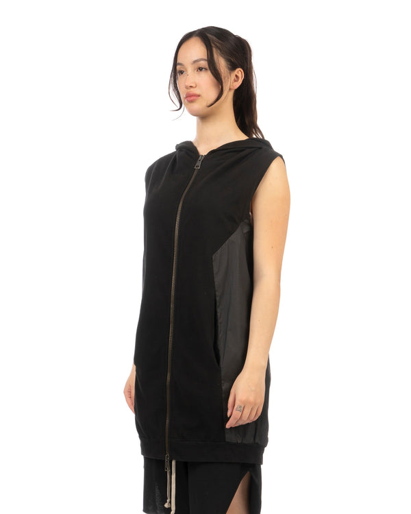 Andrea Ya'aqov | W Waxed Hooded Vest Zip Black - Concrete
