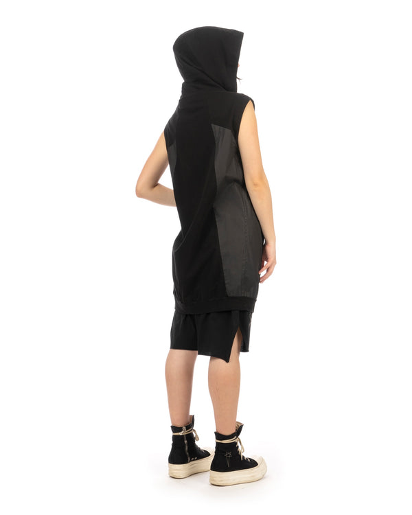 Andrea Ya'aqov | W Waxed Hooded Vest Zip Black - Concrete