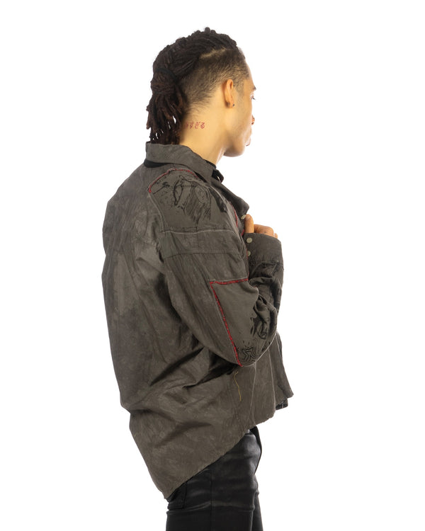 Buddhist Punk | Evil Patchwork Shirt Green - Concrete