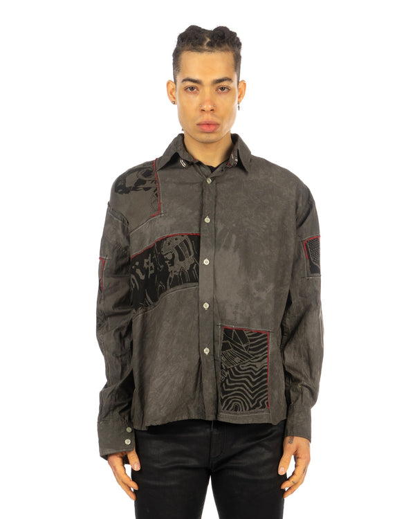 Buddhist Punk | Evil Patchwork Shirt Green - Concrete