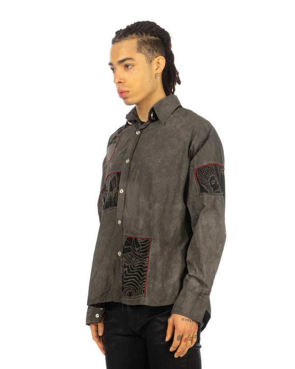 Buddhist Punk | Evil Patchwork Shirt Green - Concrete