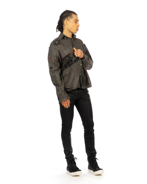 Buddhist Punk | Evil Patchwork Shirt Green - Concrete