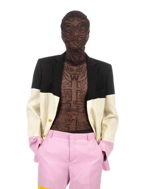 Walter Van Beirendonck | Rhinestone Tree Mesh Top Dark Skin - Concrete