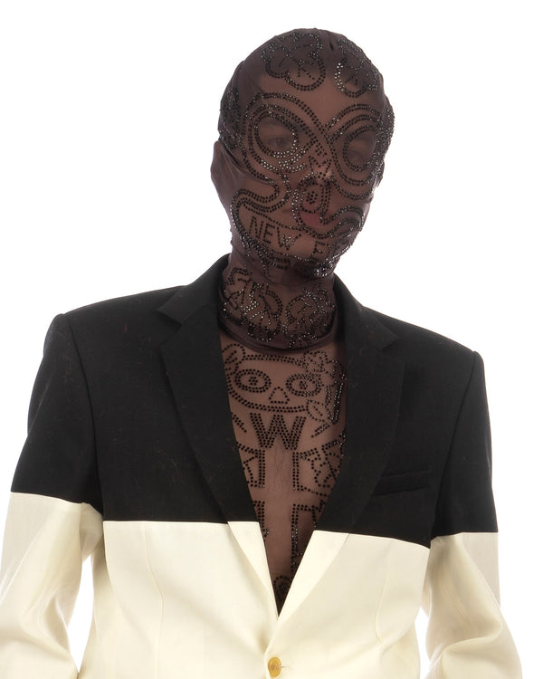 Walter Van Beirendonck | Rhinestone Mesh Mask Dark Skin - Concrete