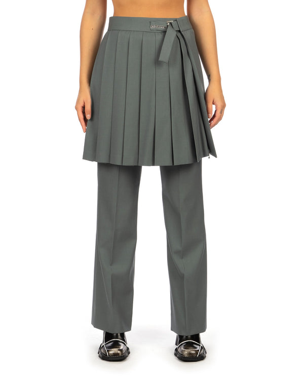 Beautiful People | Logo Gabardine Pleated Mini Skirt Bluegray - Concrete