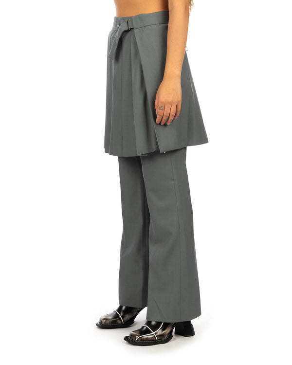 Beautiful People | Logo Gabardine Pleated Mini Skirt Bluegray - Concrete