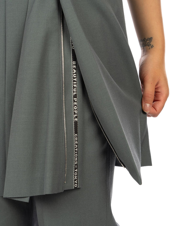 Beautiful People | Logo Gabardine Pleated Mini Skirt Bluegray - Concrete