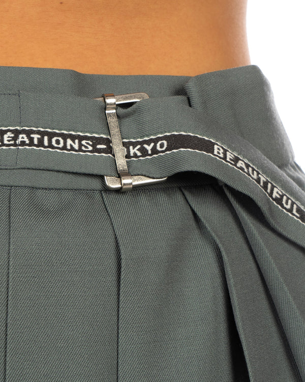 Beautiful People | Logo Gabardine Pleated Mini Skirt Bluegray - Concrete
