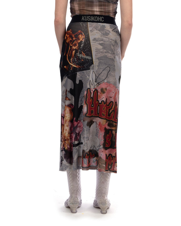 KUSIKOHC | Mesh Long Skirt Multi - Concrete