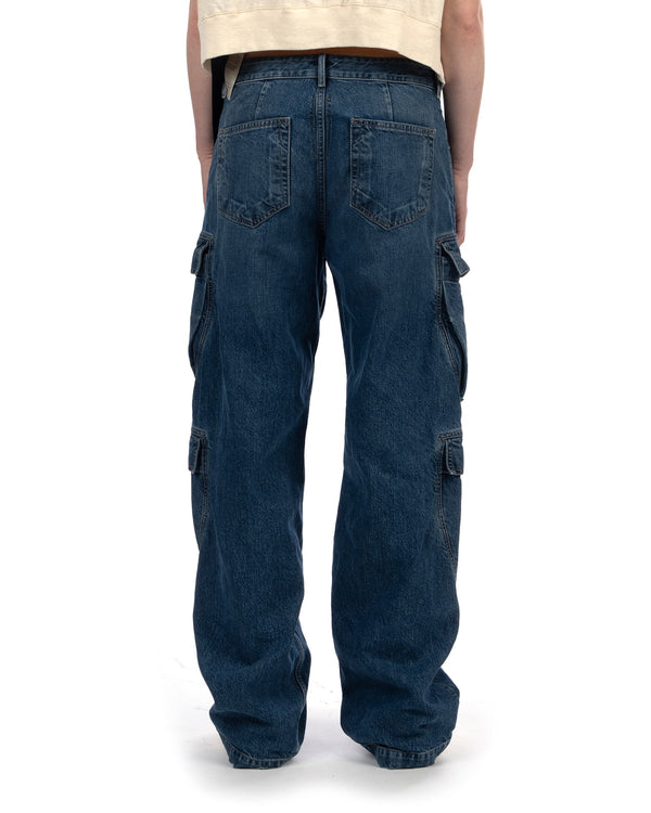 DRKSHDW by Rick Owens | Double Cargo Pants Washed Indigo - Concrete