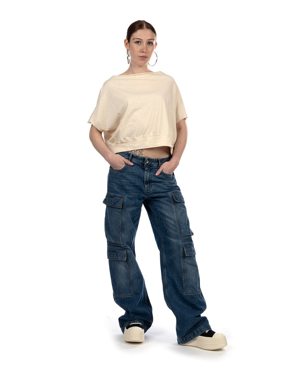 DRKSHDW by Rick Owens | Double Cargo Pants Washed Indigo - Concrete