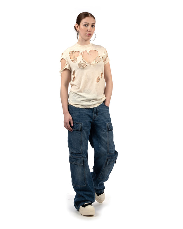 DRKSHDW by Rick Owens | Double Cargo Pants Washed Indigo - Concrete