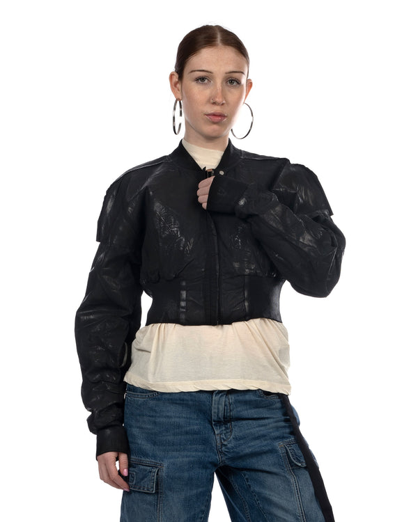 DRKSHDW by Rick Owens | Cropped Flight Jacket Black - Concrete