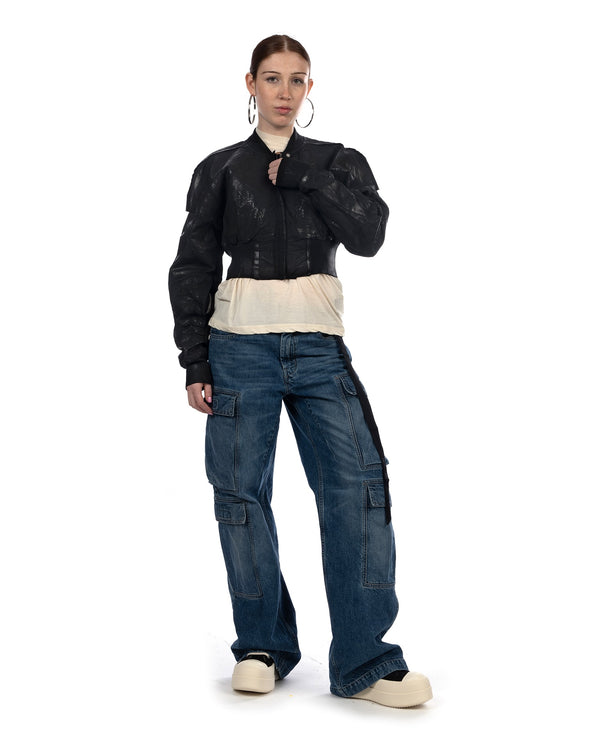 DRKSHDW by Rick Owens | Cropped Flight Jacket Black - Concrete