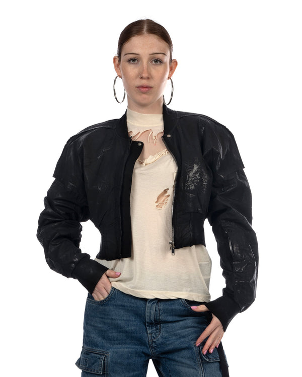 DRKSHDW by Rick Owens | Cropped Flight Jacket Black - Concrete