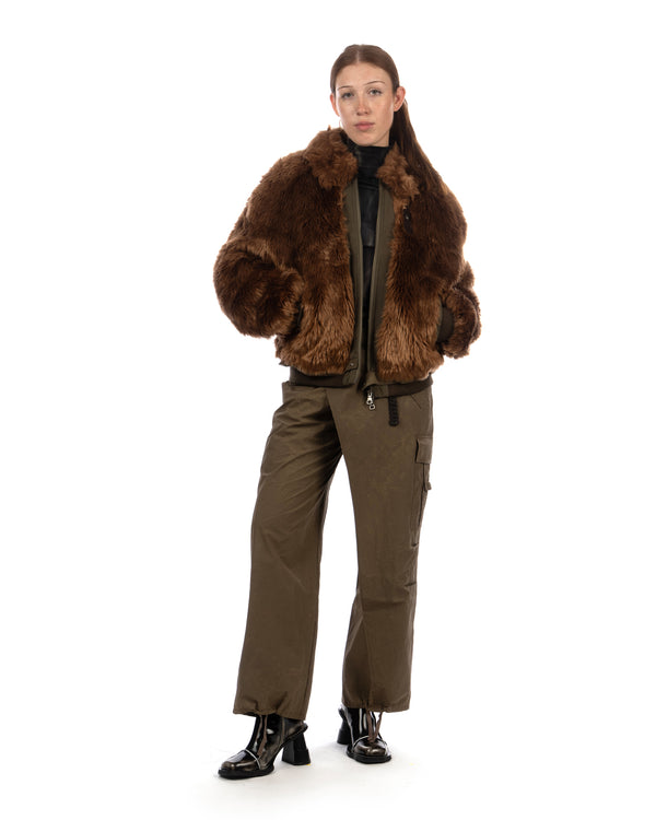 Andersson Bell | Flight Fur Bomber Jacket Brown - Concrete
