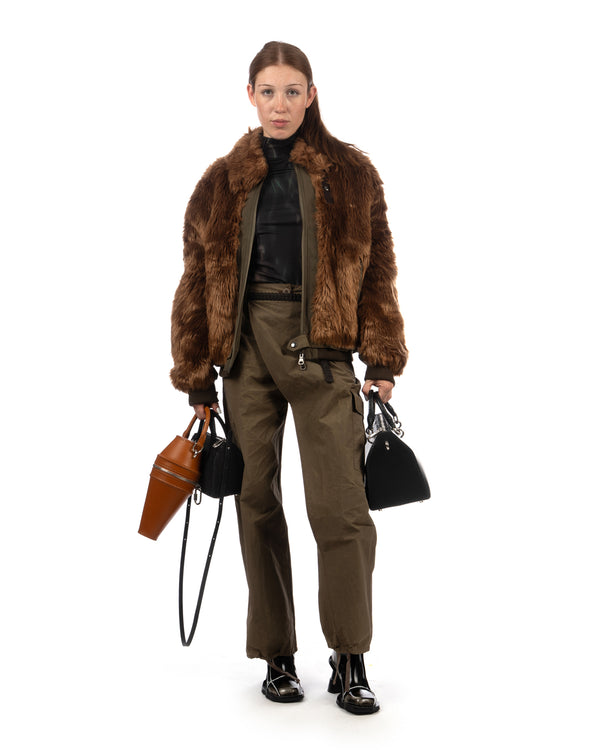 Andersson Bell | Flight Fur Bomber Jacket Brown - Concrete