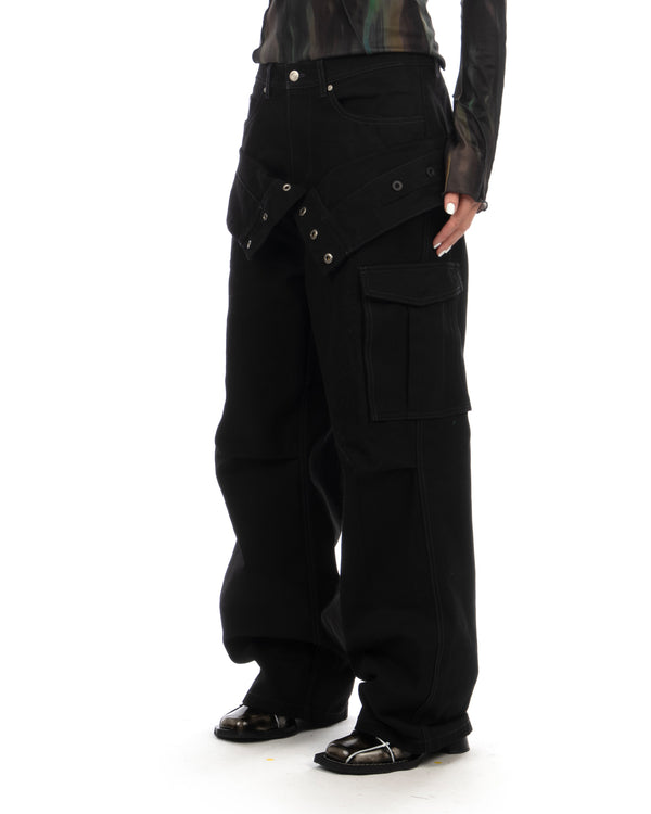 Andersson Bell | Double Waist Work Wide-Leg Jeans Black - Concrete