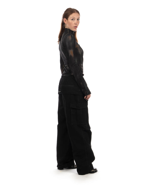 Andersson Bell | Double Waist Work Wide-Leg Jeans Black - Concrete