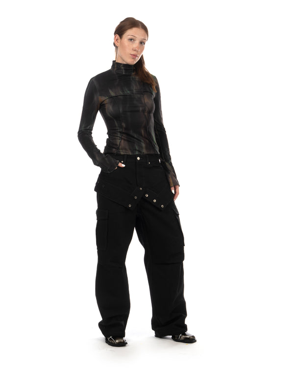 Andersson Bell | Double Waist Work Wide-Leg Jeans Black - Concrete
