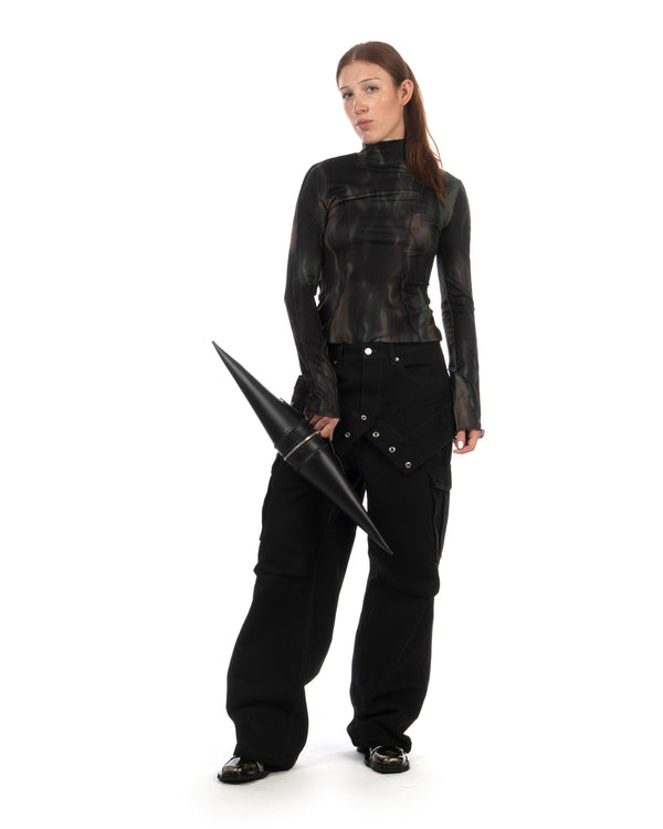 Andersson Bell | Double Waist Work Wide-Leg Jeans Black - Concrete