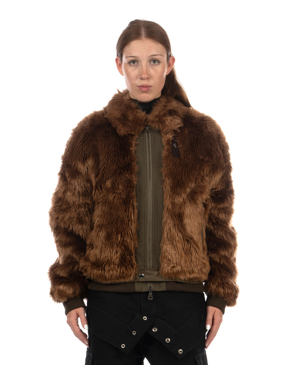 Andersson Bell | Flight Fur Bomber Jacket Brown - Concrete