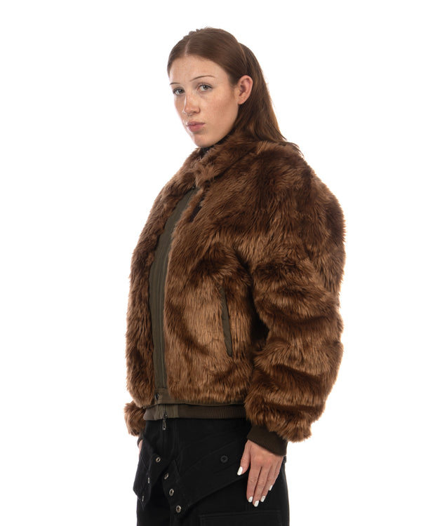 Andersson Bell | Flight Fur Bomber Jacket Brown - Concrete