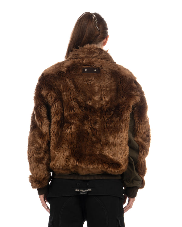 Andersson Bell | Flight Fur Bomber Jacket Brown - Concrete